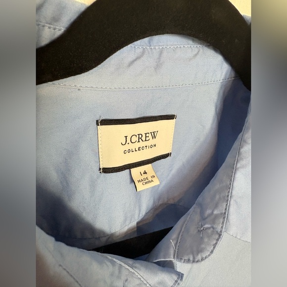 J.Crew Collection Feather Trim Poplin Button-Up Shirt | Size 14 | Blue - Picture 5 of 15